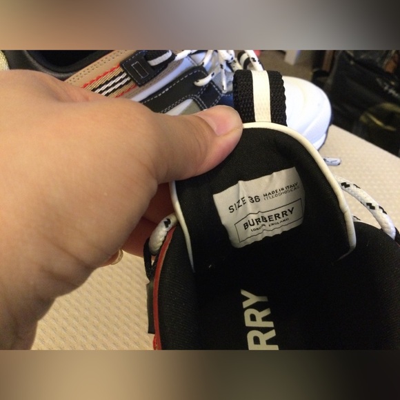 Burberry tan and white platform sneakers - Picture 2 of 2